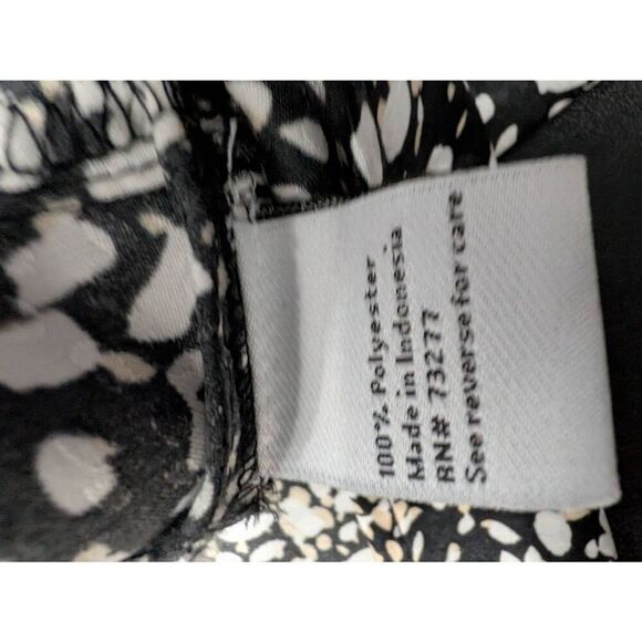 NWT Nine West Tie Front Blouse Size Small Black White Tan Long Sleeve - Picture 5 of 6